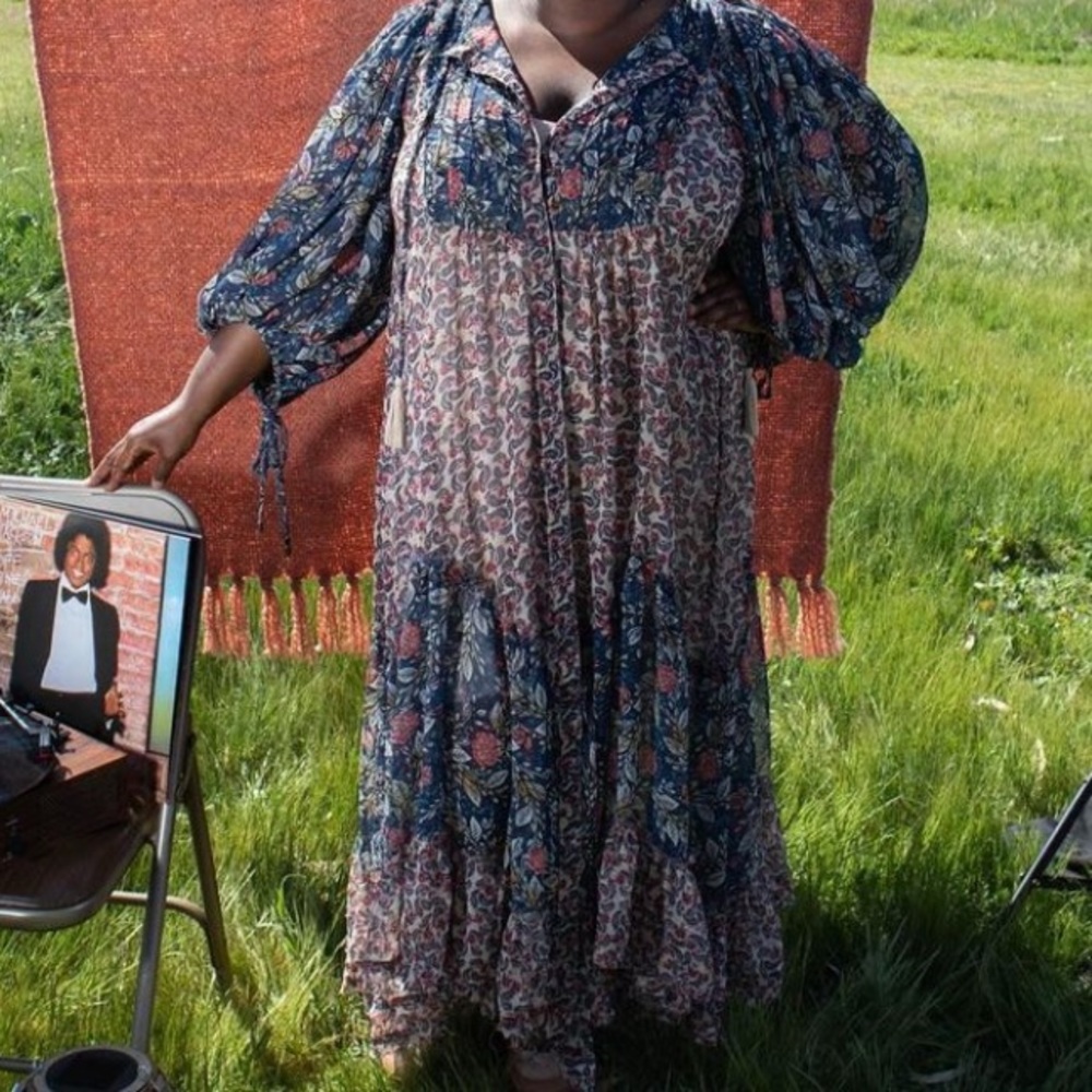 Free People Floral Maxi Dress - Blue and Pink